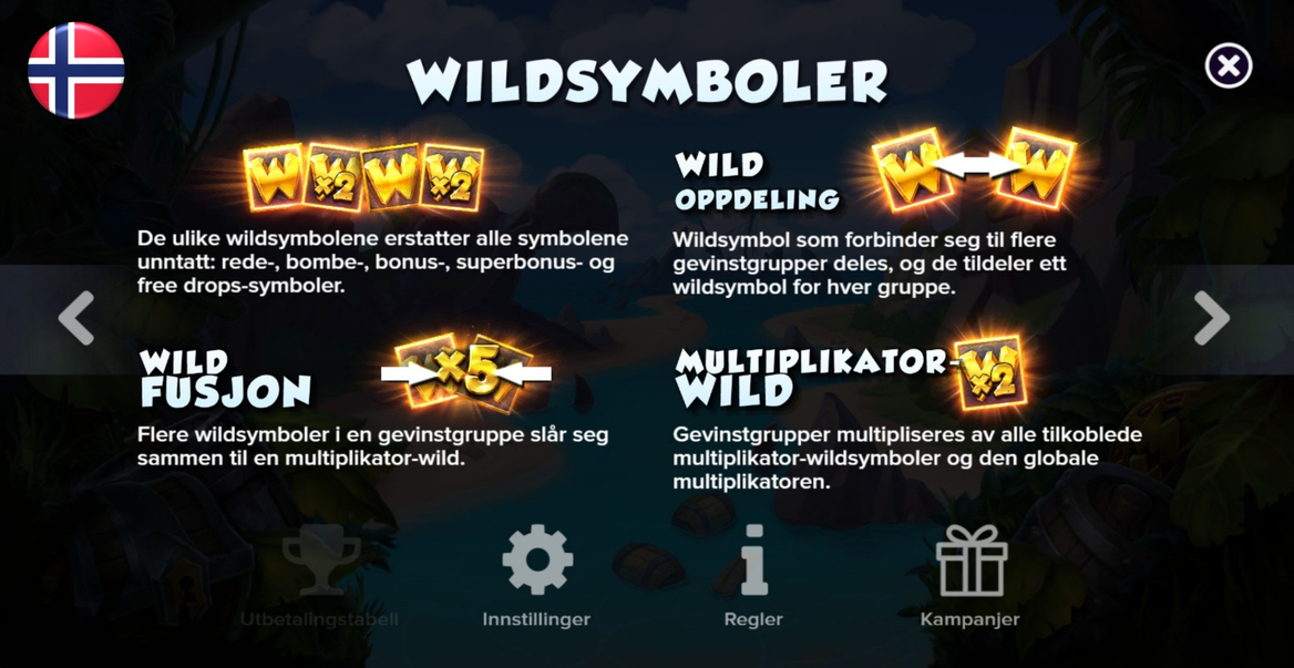 Wild, Wild Split, Wild Fusion og Multiplier Wild i Pirots X